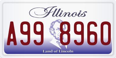 IL license plate A998960