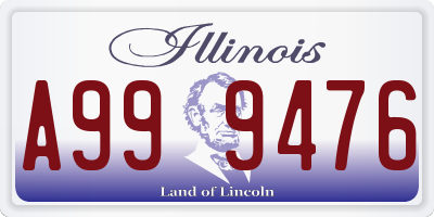 IL license plate A999476