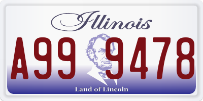 IL license plate A999478