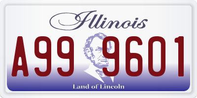 IL license plate A999601