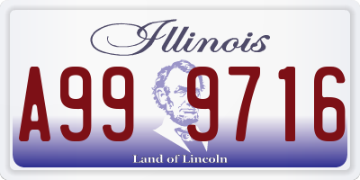 IL license plate A999716
