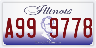 IL license plate A999778