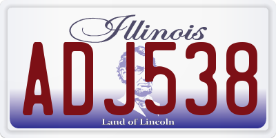 IL license plate ADJ538