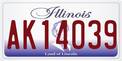 IL license plate AK14039