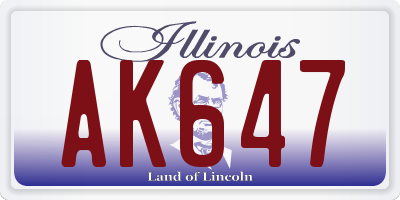 IL license plate AK647