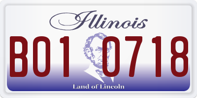 IL license plate B010718