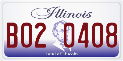 IL license plate B020408