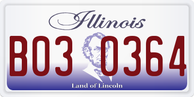 IL license plate B030364