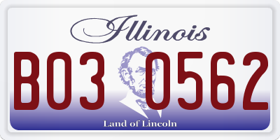 IL license plate B030562