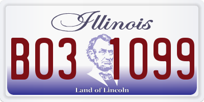 IL license plate B031099