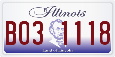 IL license plate B031118