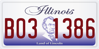 IL license plate B031386