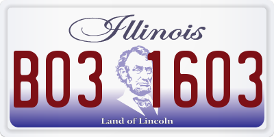 IL license plate B031603