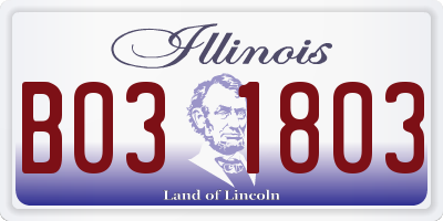 IL license plate B031803