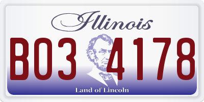 IL license plate B034178