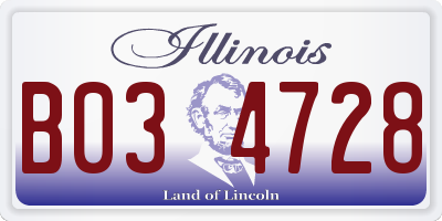 IL license plate B034728