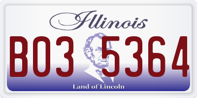 IL license plate B035364