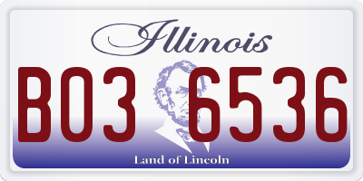 IL license plate B036536