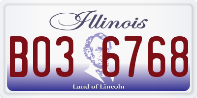 IL license plate B036768