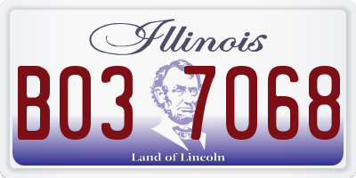 IL license plate B037068