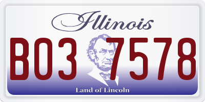 IL license plate B037578