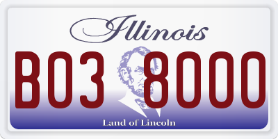IL license plate B038000
