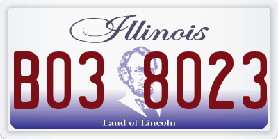 IL license plate B038023