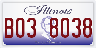IL license plate B038038