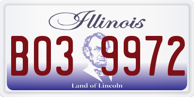 IL license plate B039972