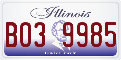 IL license plate B039985