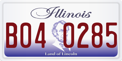 IL license plate B040285