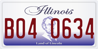 IL license plate B040634