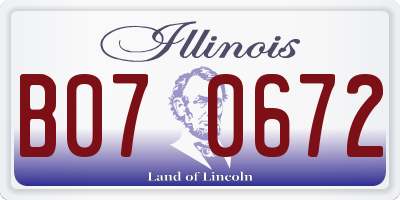 IL license plate B070672
