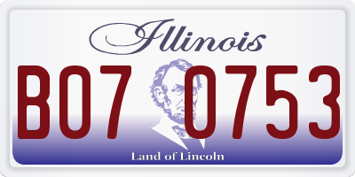 IL license plate B070753