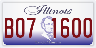 IL license plate B071600