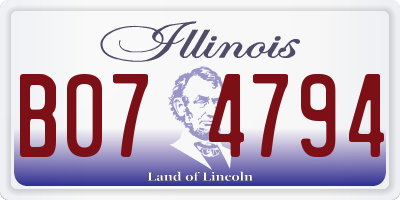 IL license plate B074794