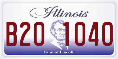 IL license plate B201040