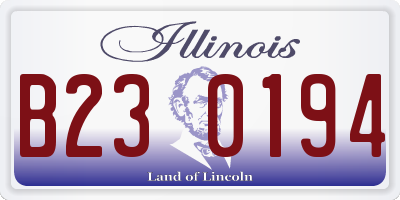 IL license plate B230194