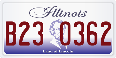 IL license plate B230362