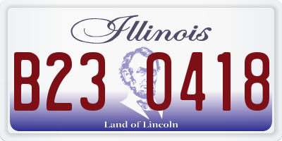 IL license plate B230418