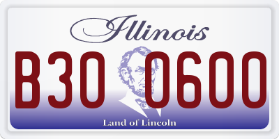 IL license plate B300600