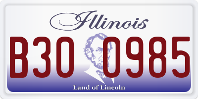 IL license plate B300985