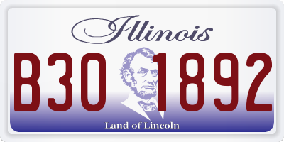 IL license plate B301892