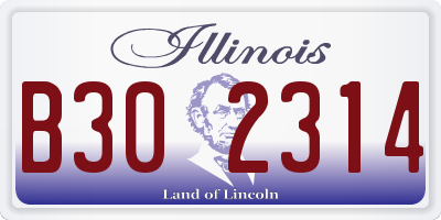 IL license plate B302314