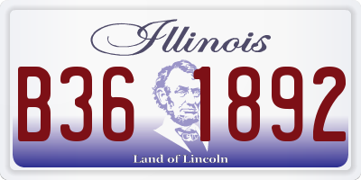IL license plate B361892