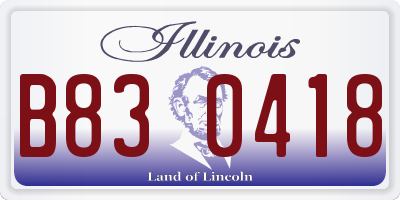 IL license plate B830418