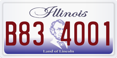 IL license plate B834001