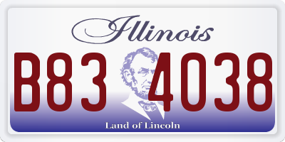 IL license plate B834038