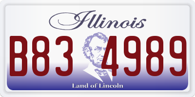 IL license plate B834989