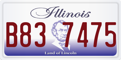 IL license plate B837475
